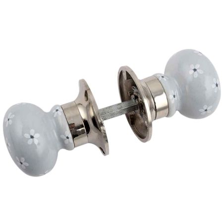 White Tiny Flower Mortice Handle 2.25